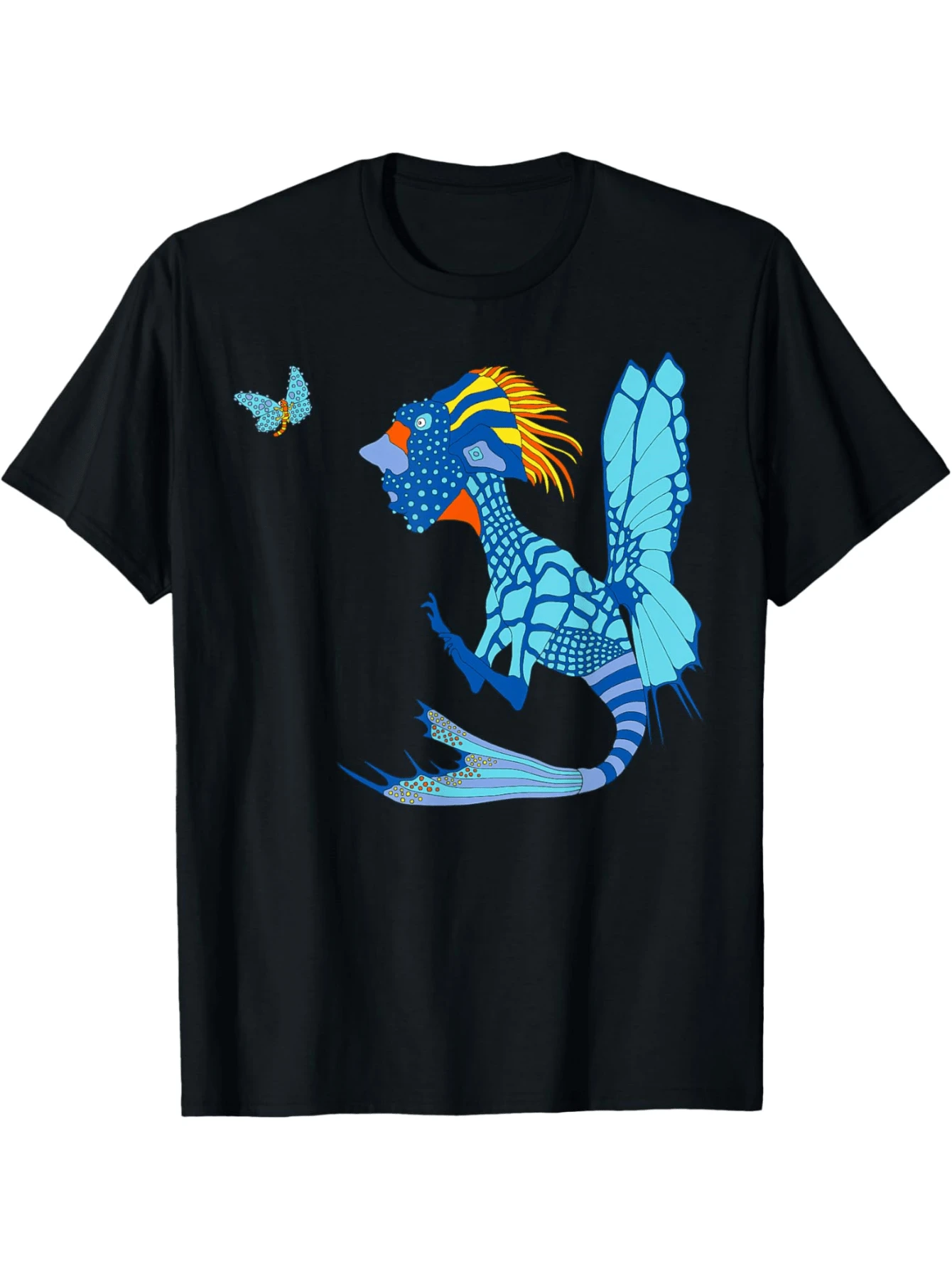 Funny Comic Fantasy Butterfly And Sci-Fi Butterfly T-Shirt - Black - View 1