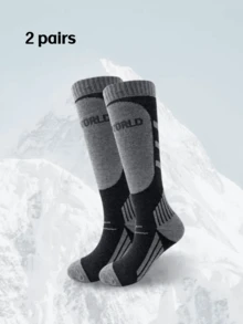 1 Pair Thick Warm Ski Socks, Unisex Winter Thick Long Socks, Moisture-Wicking Odor-Resistant, Suitable For Outdoor Skiing, Hiking, Sports, Anti-Slip Warm Snow Socks, Ankle Protection Breathable Long Socks