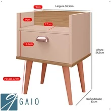 Milena Retro Style Bedside Table With 1 Drawer, Cell Phone Holder, And Shell Handle - 咖啡棕 - 查看 7