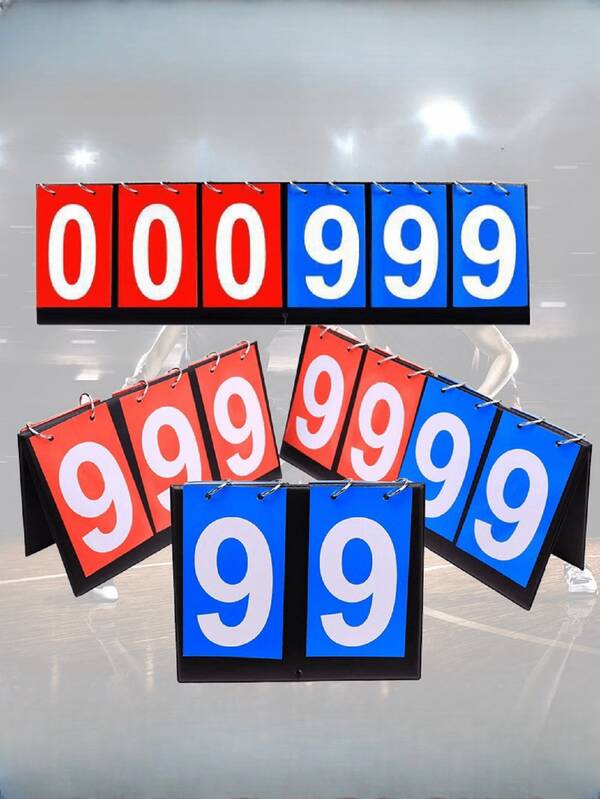 1pc Red & Blue 4-Digit Desktop Scoreboard, Basketball Football Score Board, Suitable For Indoor & Outdoor, Football, Ping Pong, Billiards, Can Be Flipped To Count Scores