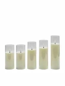 2/3/5pcs Acrylic Flameless Flickering Candles With Remote Control And Timer, Battery Operated, Size: 2.2" X 5", 6", 7", 8", Plastic Fake LED Candles For Home Decor, Fireplace, Dining Table, Wedding, Holiday, Party, Valentine's Day, Gift, Candle Warmer (Clear) - Clear - View 9