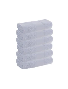 Set Of 6 Slim Fitness Towels, 100% Cotton – Lightweight, Absorbent, And Ideal For The Gym - 白色 - 查看 1