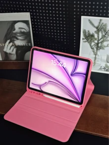 Glitter Rhinestone Apple Tablet Protective Case, With Pen Slot, Compatible With Samsung Galaxy Tab// SE. (Shiny Pink) - Pink - View 3