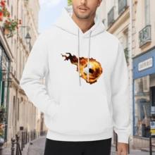 Flaming Soccer Ball Graphic T - Shirt,Comfortable Casual Short Sleeve, 220 Grams Heavyweight Cotton Printed Hoodie,Hallowmas(1) - 款式1 - 查看 2