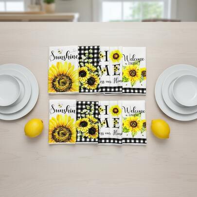 Multifunctional Tea Towel Sunflower Print Kitchen Towel Dishwashing Towel Absorbent Reusable Gift Towel Suitable For Kitchen, Restaurant Cleaning