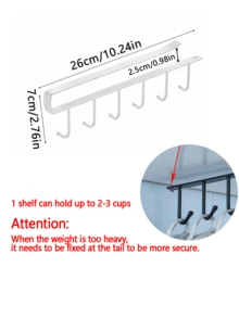 1pc/Organizador multifuncional montado na parede, suporte para canecas de armário de cozinha sem parafusos para xícaras de café e chá, cabide versátil para roupas íntimas e lenços, ganchos de armazenamento fáceis de deslizar e fixar, suporte de ferro durável para pendurar na cozinha e no guarda-roupa, economiza espaço e mantém os itens organizados - Multicolorido - Ver 5