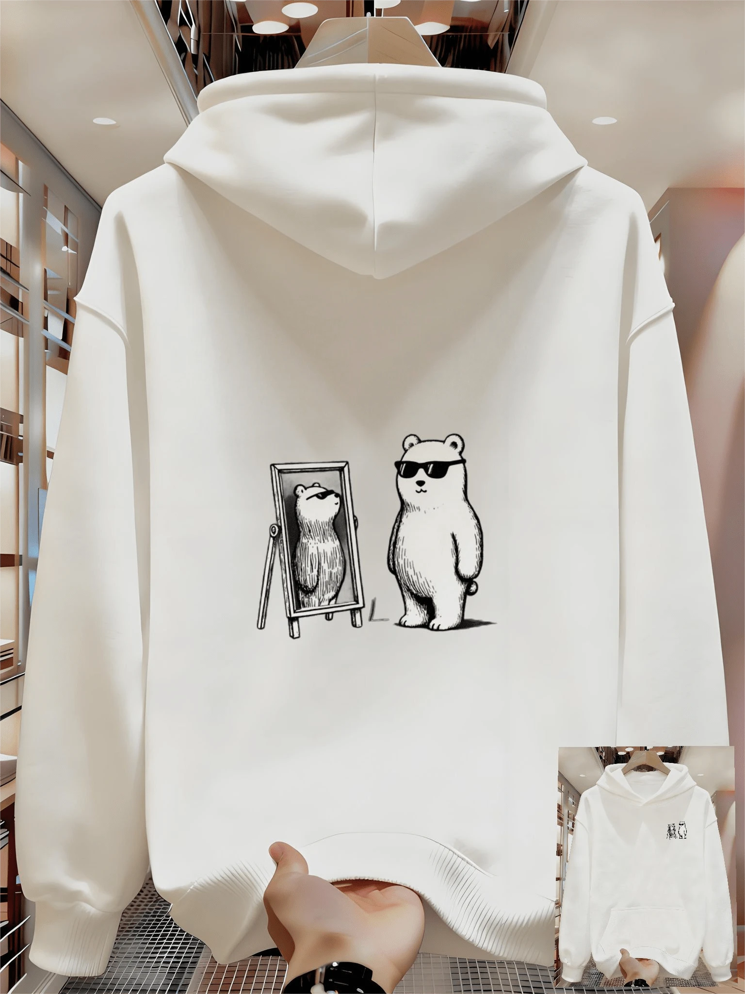 Sudadera con capucha estampada para hombres, chaqueta de invierno R5IM - Blanco - Ver 1