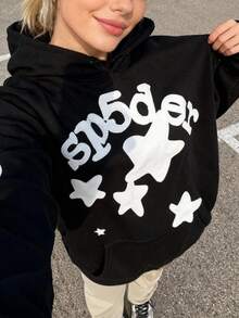 Sp5der Hip Hop Hoodies Y2k Hoodie For Men Women Tracksuit Pullover Sweatshirt For Women Men Matching Hoodies For Couples - màu đen - Xem 1