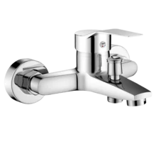 锌合金面盆龙头 镀铬 壁挂式冷热水混合龙头 双出水嘴 单把手 适用于浴室淋浴面盆 黑色浴室配件 浴室工具