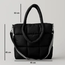 Large Striped Oversized Puffer Travel Bag By Blendibox - Màu Hồng baby - Xem 4