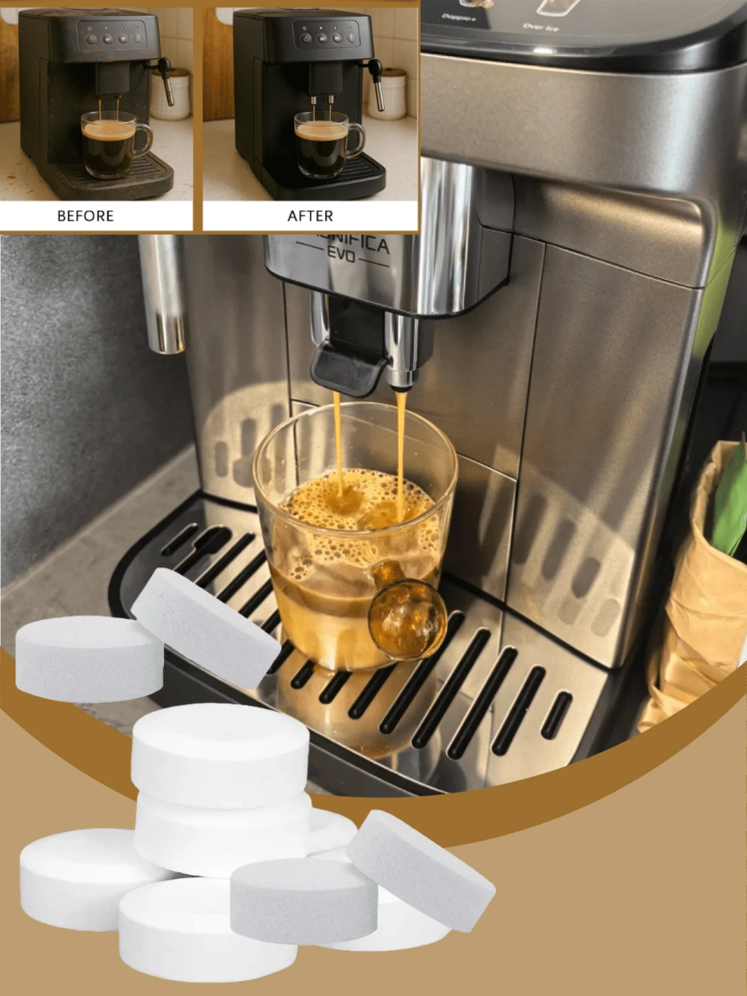 Coffee Machine Descaling Tablets, Coffee Machine Cleaning Tablets (Remove Coffee Stains And Dirt), Filter Maintenance Tablets, Cleaning Effervescent Tablets, Espresso Machine Cleaning Tablets, Coffee Stain And Limescale Remover, Effervescent Tablets, Household Electric Kettle Oxygen-Based Cleaner - Multicolor - View 1