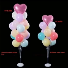 2 sets de soporte de globo con base, soporte de mesa flotante para globos, soporte de columna de globos, soporte de árbol de globos, adecuado para decoración de bodas, Navidad, Acción de Gracias, Año Nuevo, fiesta de cumpleaños, ceremonia de graduación, suministros para fiestas - Blanco-2 piezas - Ver 9