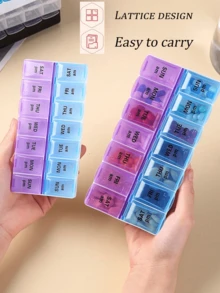 14-Compartment Colorful Pill Box, Portable Weekly Medication Organizer Set, Mini Combination Pill Case, Daily Reminder Pill Box (Monday To Sunday), Ideal For Travel And Handbag, Efficient Vitamin And Medication Management