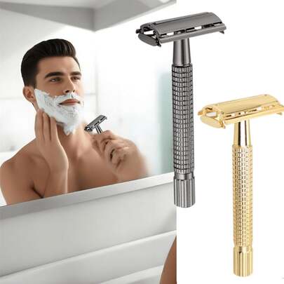 1PC Man Safety Shaving Razor Barber Shave Manual Razor Barber Shave Manua…Classic Black Golden Woman Hair Removal Shaver Double Edge Adjustable Safety Razor Shaver Blades Home And Travel Razor