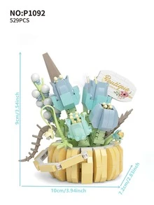 1pc DIY Creative Assembled Brick Bouquet With Preserved Flowers Including Rose, Sunflower, Violet, Tulip, Carnation, Chrysanthemum & Hibiscus, Romantic Brick Floral Potted Plant Decor, Gift For Birthday, Christmas,Flower Brick,Build Blocks,Building Blocks Christmas,Building Blocks,Bricks,Blocks,Building Bricks Flowers,Micro Building Blocks,Bricks Blocks - Multicolor - View 14