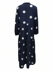 Polka Dot Print Ruffle Hem Smock Dress - Multicolor - View 2