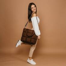 Large Striped Oversized Puffer Travel Bag By Blendibox - Rỉ Nâu - Xem 1