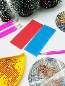 10pcs Diamond Painting Glue Clay, 2*2cm, Blue Or Red Color Optional, Square Diamond Painting Glue Wax Clay, Accessories For 5D DIY Diamond Painting Art