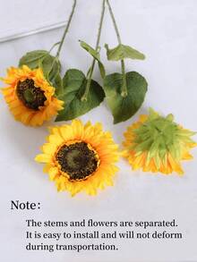 5pcs/Set Artificial Sunflower Stems, Home Living Room Wedding Decor Fake Flowers Photography Props - Multicolor - View 5