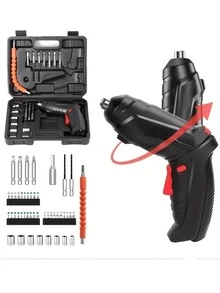 47 Pieces Of Small Handheld Electric Screwdriver Set, 90° Rotatable Folding Hand Drill Screwdriver, USB Charging, Suitable For Simple Home Repairs.