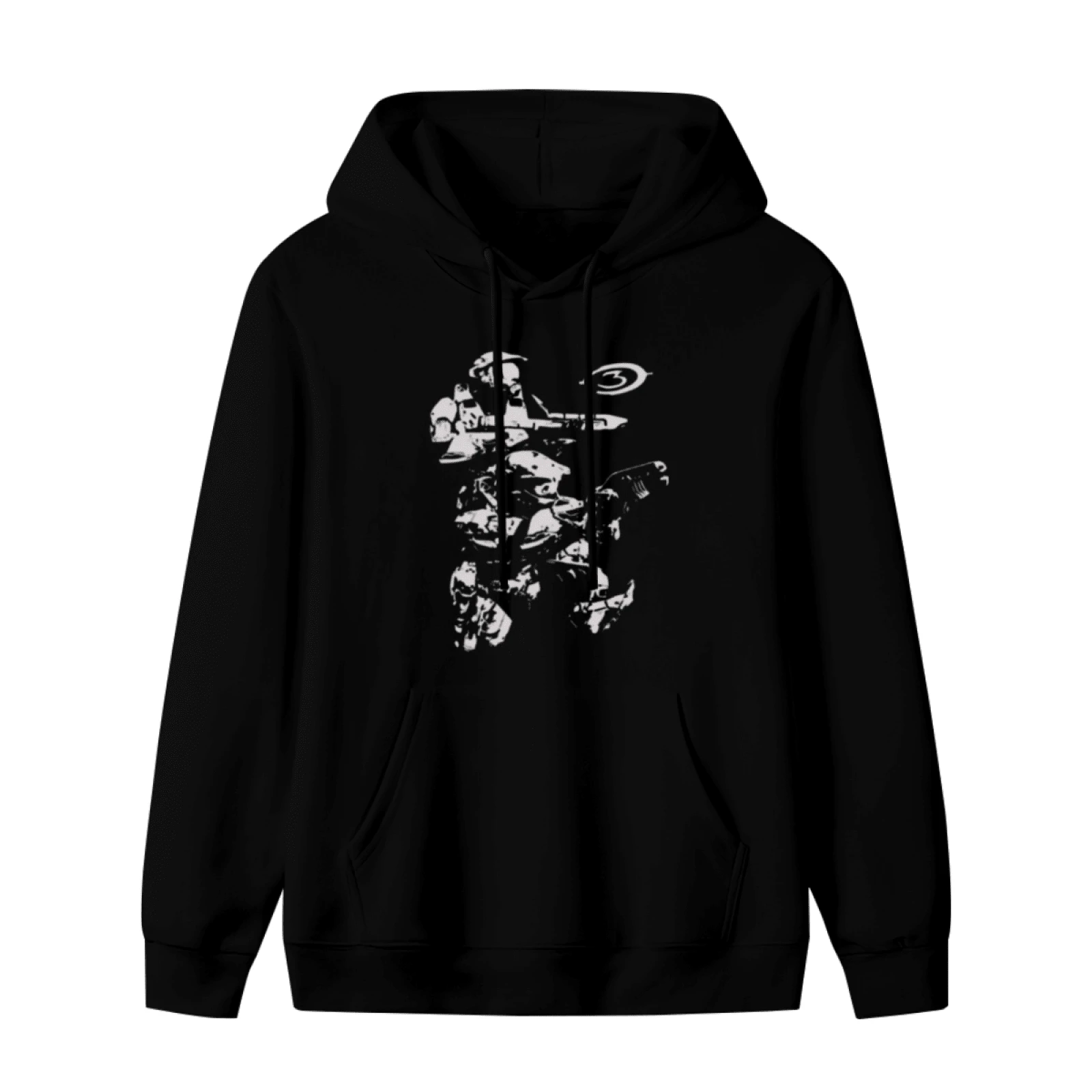 Unisex Short Sleeve T - Hoodie Featuring Halo 3 Master Chief Artwork - Black, Casual Soft, Pure Cotton 220gsm Pattern Printed Hoodie - Kiểu 1 - Xem 1