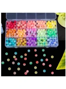 2 盒/套玻璃珠用于珠宝制作，24 种颜色 8 毫米水晶珠手链制作套件，2 盒适合初学者的圆珠套装