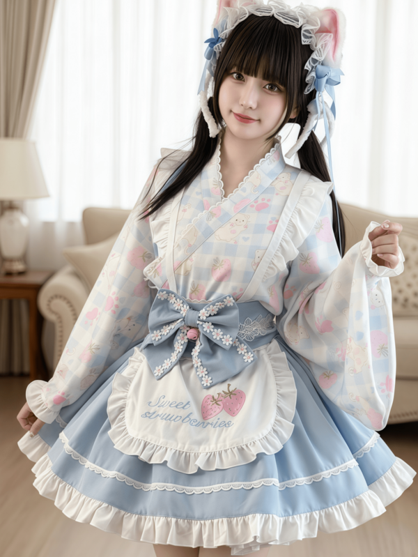 1 pieza Vestido de disfraz de criada Lolita lindo, adecuado para cosplay, fiestas, actuaciones, apto para regalos de Navidad, Día de San Valentín, uso diario y festivo, solo el vestido