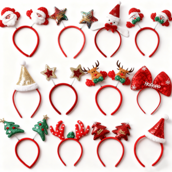 12 st/set julfest-pannband - jultomten/snögubbe/renhorn/stjärnor/tomtemössa/stjärnor/julgran/söt kostym/julklapp, unisex