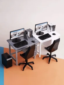 桌面微缩场景模型，包含键盘、鼠标和绿色植物 - 手工桌面微景观艺术品，创意礼物，桌面爱好者的理想之选 | 新奇玩具，桌面文化，收藏艺术品