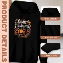 Family Thanksgiving 2025 Matching Hoodies - Vintage Autumn Graphic Hoodie With Pumpkins, Leaves - Black Crew Neck Casual Shirts For Thanksgiving Dinner, Family Gatherings - Unisex Adult Sizes - Coo(1) - 款式28 - 查看 3