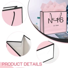 1个/20个/5个装，优雅N°16 2010，时尚粉黑礼品袋套装，配黑色丝带蝴蝶结、薄纸和贺卡，适用于婚礼、节日、周年纪念日等各种场合的派对用品和礼品。 - 多色/16 - 查看 8