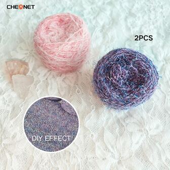 1 peça Alpaca Fio Longo com Lantejoulas Crochê para Crochê e Tricô de Suéter Xale