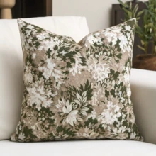 Poszewka na poduszkę dekoracyjną w stylu vintage w amerykańskim stylu kwiatowym, w stylu rustykalnym, odpowiednia do salonu, sypialni, na każdą porę roku, może być również prezentem (wkładka nie jest dołączona) - Beżowy - Zobacz 13