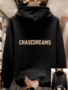 Men's Printed Pattern Hoodie - Black Streetwear Style, Kangaroo Pocket Sweatshirt, Warm, Long Sleeve, Casual, Winter, Machine Washable, Men's Clothing DY6Y - 黑色 - 查看 8