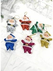 6 piezas Adornos de Papá Noel Navideños - Estilo Vintage Pequeñas Decoraciones de Santa para el árbol de Navidad, Decoración Festiva del Hogar, Suministros y Regalos para Fiestas de Navidad - Multicolor - Ver 1