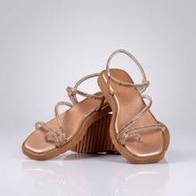 Flat Sandal With Rhinestones And Glitter  Flat Sandal - Bronze - View 2