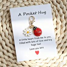 1pc/2pcs Cute Small Ladybug Flower Card, Pocket Hug, Support Gift, Friend Gift, Thinking Of You Hug Gift, Hug Token Hug, Birthday, Wedding, Valentine's Day, Holiday, Graduation Gift, Christmas Decor, Encouragement Cards