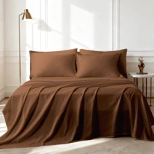 5/7 Piece Solid Color Bed Comforter Set Queen, Creative Geometric Pattern Design, Soft And Comfortable Summer Bedding Set.Bed In A Bag For All Seasons, Includes Comforter, Flat Sheet, Fitted Sheet, Pillowcases,  Ideal Gift. - Brown-k02 - View 5