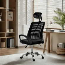Monhey Office Chair, Ergonomic Office Chair with Lumbar Support & 3D Headrest & Flip Up Arms Home Office Desk Chairs Rockable High Back Swivel Computer Chair White Frame Black Mesh Study Chair, Gaming chair - Negro - Ver 1