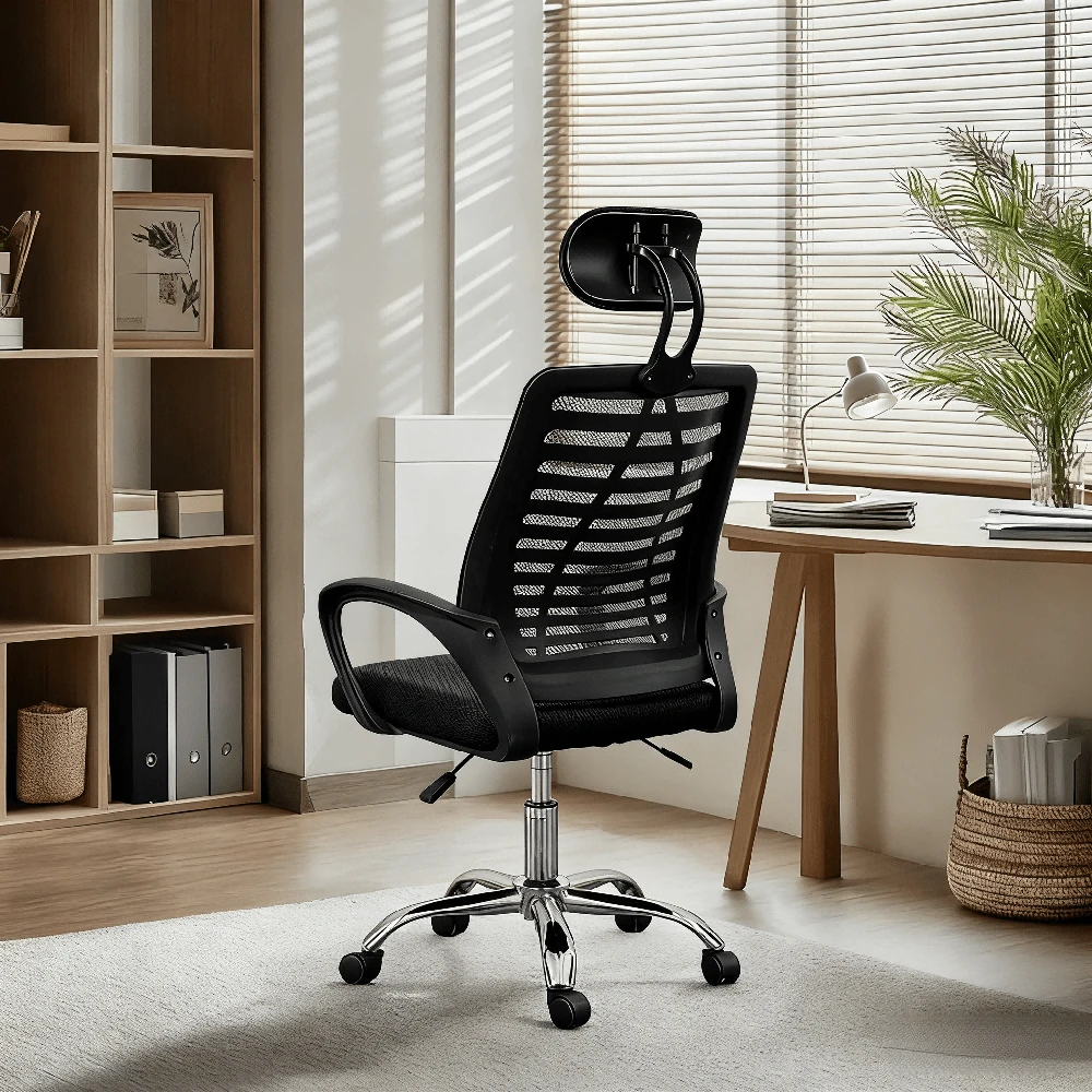 Monhey Office Chair, Ergonomic Office Chair with Lumbar Support & 3D Headrest & Flip Up Arms Home Office Desk Chairs Rockable High Back Swivel Computer Chair White Frame Black Mesh Study Chair, Gaming chair - Negro - Ver 1
