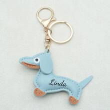 1pc Personalized Dachshund Keychain, Customized Name Bag Charm, Customized Leather Keyring & Bag Accessory, Handbag Pendant, Gift For Dog Lovers, Thanksgiving, Christmas, Birthday, Home Decor, Back To School, Anniversary, Bride, Father, Mother, Boy, Girl - Multicolor - View 34