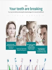 Cepillo de dientes eléctrico con temporizador inteligente de seis modos, adecuado tanto para hombres como para mujeres, limpia eficazmente los dientes y las encías. - Rosa - Ver 7