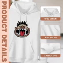 Exaggerated Cartoon Face Graphic Hoodie Funny Art Style,Comfortable Casual Short Sleeve, 220 Grams Heavyweight Cotton Printed Hoodie,Halloween(1) - 款式6 - 查看 3