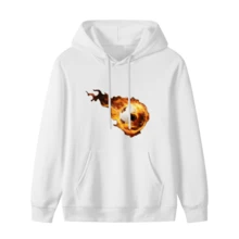 Flaming Soccer Ball Graphic T - Shirt,Comfortable Casual Short Sleeve, 220 Grams Heavyweight Cotton Printed Hoodie,Hallowmas(1) - 款式1 - 查看 1