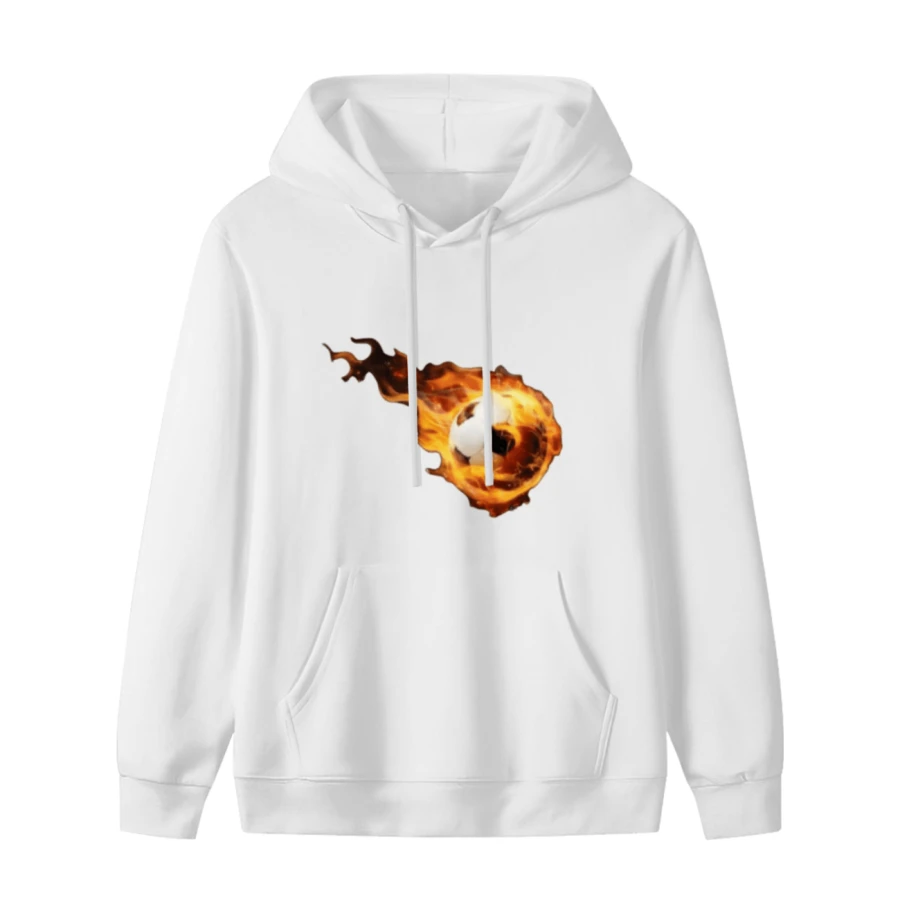 Flaming Soccer Ball Graphic T - Shirt,Comfortable Casual Short Sleeve, 220 Grams Heavyweight Cotton Printed Hoodie,Hallowmas(1) - 款式1 - 查看 1