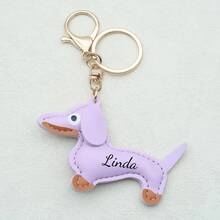 1pc Personalized Dachshund Keychain, Customized Name Bag Charm, Customized Leather Keyring & Bag Accessory, Handbag Pendant, Gift For Dog Lovers, Thanksgiving, Christmas, Birthday, Home Decor, Back To School, Anniversary, Bride, Father, Mother, Boy, Girl - Multicolor - View 39