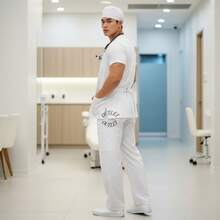 Men's Oxfordine Hospital Scrub Uniform, Plus Sizes S To XL, All Sizes, Regular Fit, Pocket, Office, Teacher's Day, Nurse's Day Uniform - trắng - Xem 2