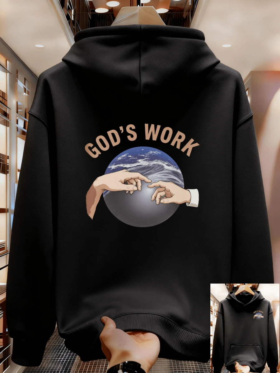 Sudadera con Capucha para Hombre de Oficina en Casa Cómoda y Elegante Adecuada para Reuniones por Video GFY8 - Negro - Ver 1