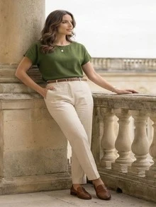 Muriah Basic Blouse 100% Viscose Fabric Ideal For Everyday Wear Perfect Fit - 綠色 - 查看 3