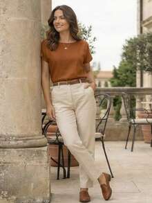 Muriah Basic Blouse 100% Viscose Fabric Ideal For Everyday Wear Perfect Fit - Perunggu - View 5